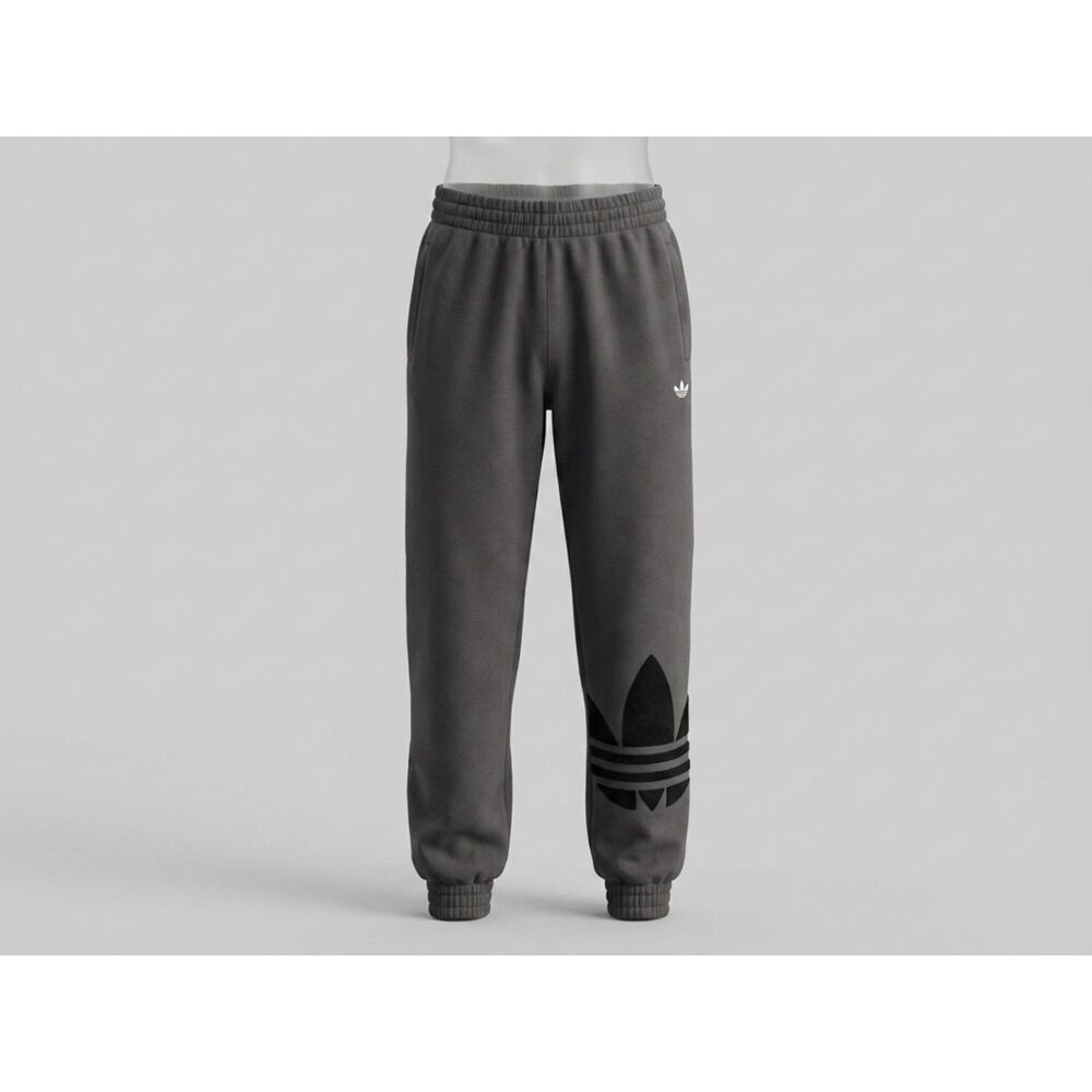 adidas Originals Men's Big Trefoil Logo Fleece Jogger Sweatpants Charcoal Gray M